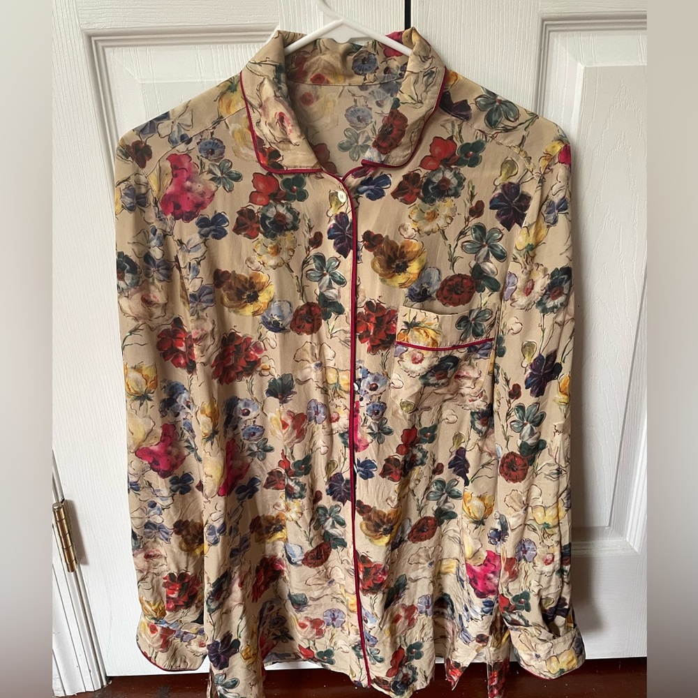 dolce and gabanna floral silk top: SZ 40